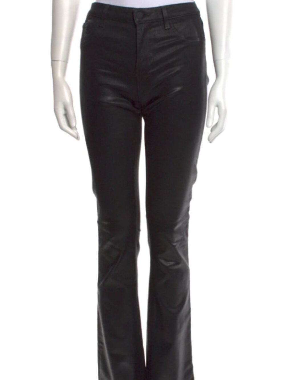 L'Agence Black Waxed Cotton Flare Pants Size 26